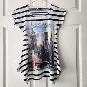 Striped New York Skyline Women's Top